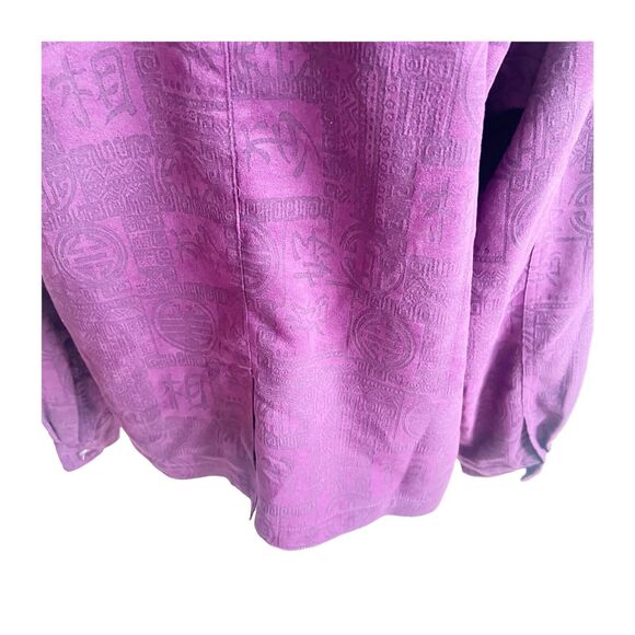 Chicos Vintage Blouse Women's Size Medium Purple Oriental Pattern Button Front - Picture 7 of 11